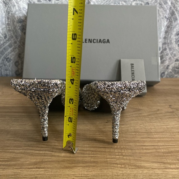 BALENCIAGA Silver Titanium Knife Mules - Picture 3 of 11